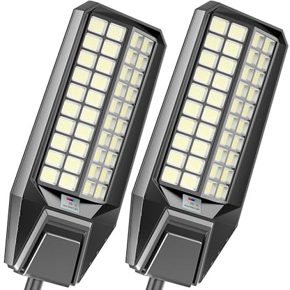 loyoele 900000LM 10000W Solar Street Lights Outdoor – LED Solar Light with Motion Detection, Dusk to Dawn, Weatherproof, Ideal for Security Lighting in Driveways and Parking Lots (2 Pack) - size: L-10000-2 Pack