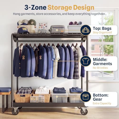 HOKEEPER Clothes Rack Load 1200LBS Commercial Clothing Rack Heavy Duty - size: 20"D x 62.2"W x70.5"H
