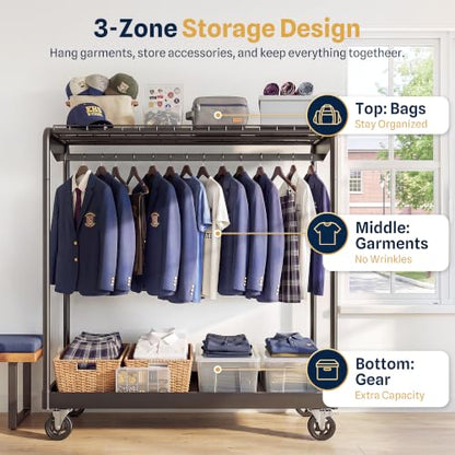 HOKEEPER Clothes Rack Load 1200LBS Commercial Clothing Rack Heavy Duty - size: 20"D x 62.2"W x70.5"H
