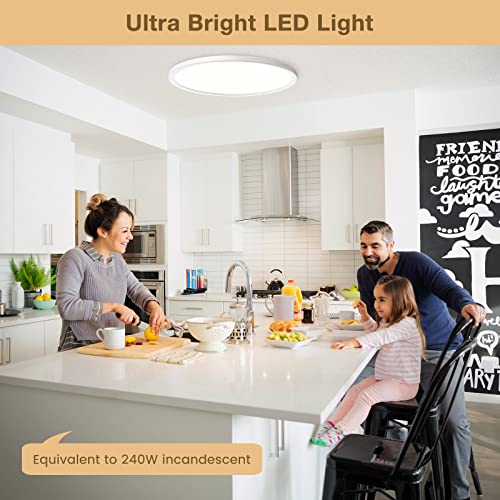 6-Pack 3200LM 12Inch LED Ceiling Lights Flush Mount, Dimmable Ceiling Light Fixtures, 3000K 4500K 6000K CCT, 24W Super Slim Low Profile Modern Ceiling Light for Bedroom Bathroom Hallway Kitchen, White - color: White, size: 6 Packs