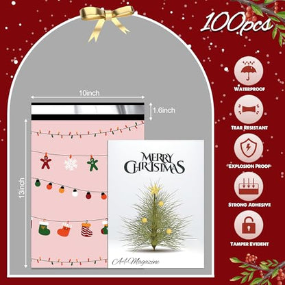 Christmas Poly Mailers 10x13 Inch 100 Pcs, Christmas Lights Printed - color: Christmas Lights, size: 10x13 Inch 100Pcs