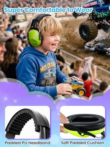 Dr.meter EM100 Noise Cancelling Headphones for Kids Adults, Ear Muffs - color: Green