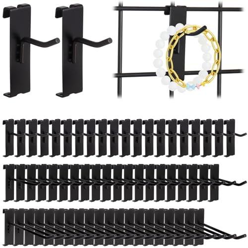 60 Pcs Grid Wall Hooks, 2/4/6 Inch Heavy Duty Wire Grid Display Hook - size: 2/4/6inch-60Pcs-Black