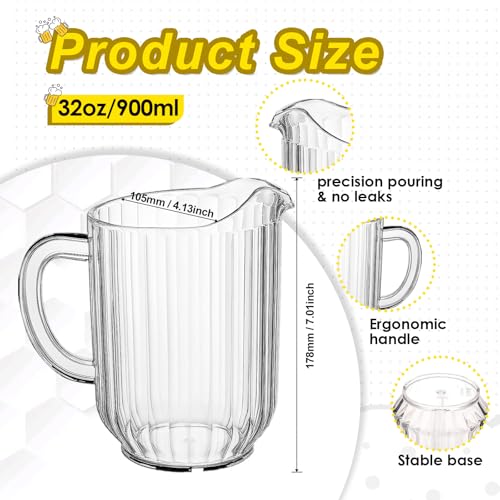 30 Oz Plastic Beer Pitcher Set,Commercial Grade Anti-Drip Restaurant Water Pitcher with Handle,Frost-Resistant Design,Ideal for margarita, Sangria, Lemonade Iced Tea (12 Pack, 30oz(900ml)) - color: 12 Pack, size: 30oz(900ml)