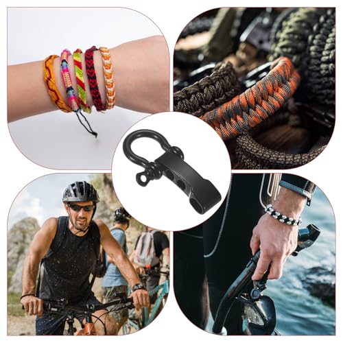 Paracord Bracelet Shackle Buckle [4PCS] - Adjustable Metal O Bow Shackle Use for Survival Bracelets Belt & Outdoor Rope - [Black-Flat Head] Screw Pin Anchor Buckles - color: Black
