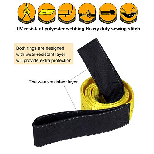 2"x10' Lift Sling Straps, 13,000 lb Load Capacity Heavy Duty Web Sling Tree Saver & Recovery Strap, Double-Layer Polyester Hoist Straps for Towing, Hoisting, Moving, UV Resistant Polyester 2-Pack - color: 10'x2" 13,000 Pound Yellow