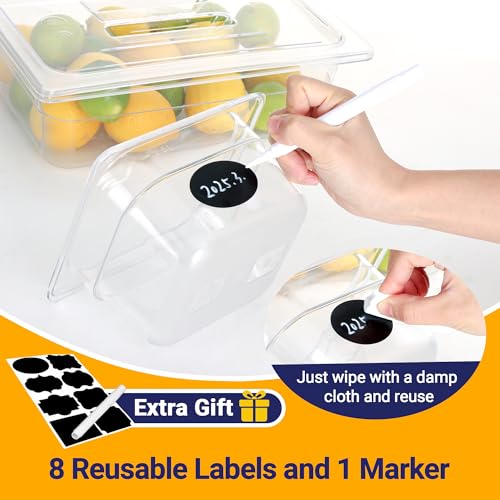 BIEAMA 6 Pack 1/2 Size 6" Deep NSF Polycarbonate Food Pans with Lids - color: 1/2 Size, size: 6" Deep