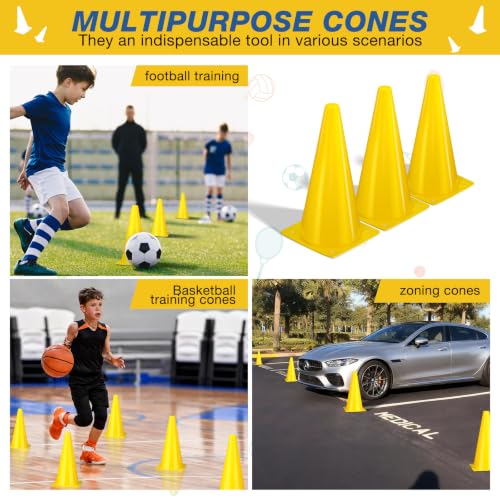12 Inch Traffic Cones,12pcs Training Sports Cones,Parking Cones - color: yellow