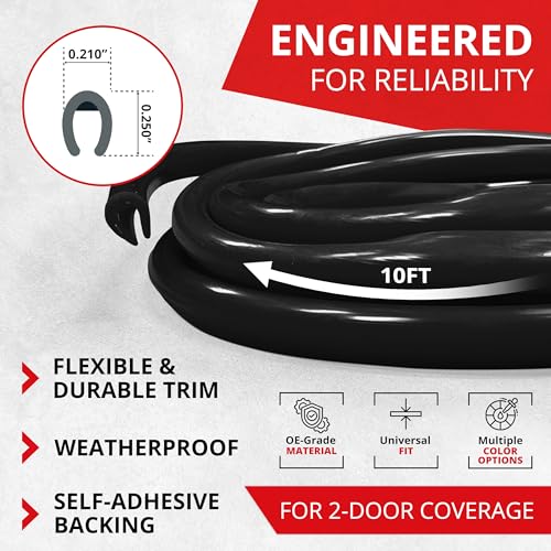 All-Fit Automotive Car Door Edge Protector Made in the USA (10 Ft - Black) - color: Black
