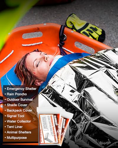 5-Pack Emergency Mylar Blankets, Thermal Space Blankets - size: 5 Pack