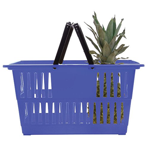 HUBERT Plastic Shopping Basket Blue - 18 1/4"L x 13 1/4"W x 9 1/8"D