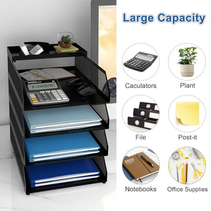 Natwind 4-Tier Stackable Metal Mesh Desk Paper Tray Organizer,Black - color: Black, size: 4 tier