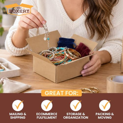 The Boxery 6"x6"x4" Corrugated Cardboard Boxes 50-Pack - size: 6 x 6 x 4"