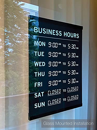 Kubik Letters Business Hours Sign With Vinyl for Numbers - Open Closed Sign for Stores and Restaurants - Glass Door Operation Hours