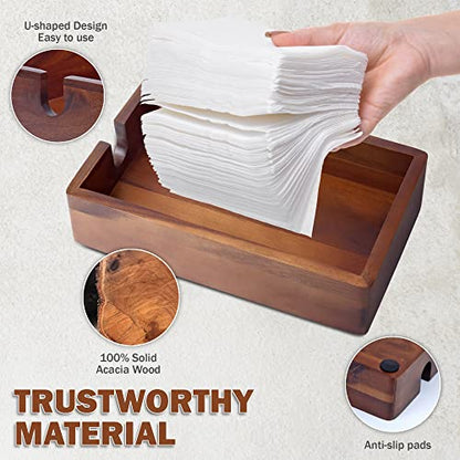 Demigo Guest Towel Holder 10 x 6 in, Acacia Wood Paper Hand Towel Organizer - size: 10x5.9x2.3 Inch Guest Towel Napkin Holder