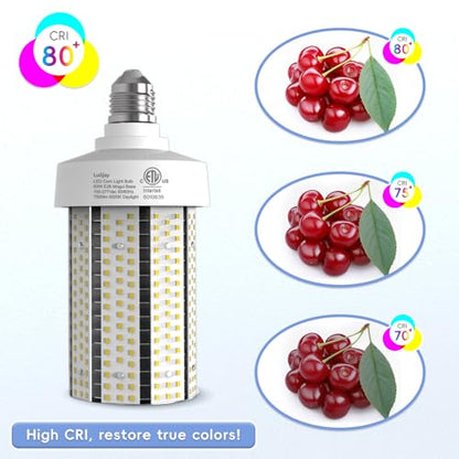Led Corn Light Bulb - 60W 7500LM Equivalent 600Watt E26 for Warehouse 6000K 2 Pack - size: 2 Pack（6000K）