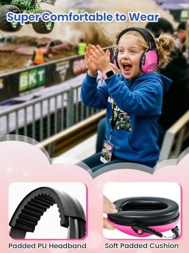 Dr.meter Ear Muffs for Noise Reduction Kids Noise Cancelling Headphones - color: Rose