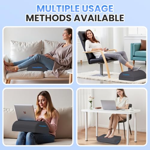 TranquilRelax Foot Rest Under Desk, 3-Height Adjustable Foot Stool, Gray - color: Gray, size: Large
