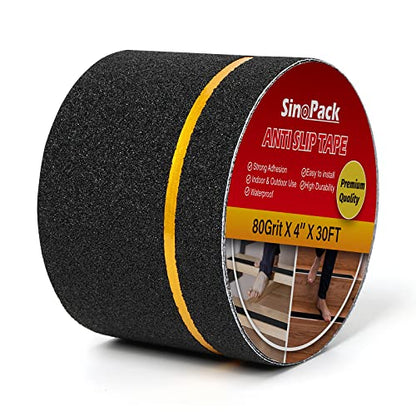 Non Slip Tape 4Inch x 30FT Waterproof Anti Slip Traction Tape, Best Grip Anti Slip Tape with Reflective Stripe for Slippery Stairs Surfaces - color: Yellow Reflective Stripe