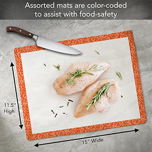 Cut N' Funnel Patterned Border Cutting Board Mats 4 Pack