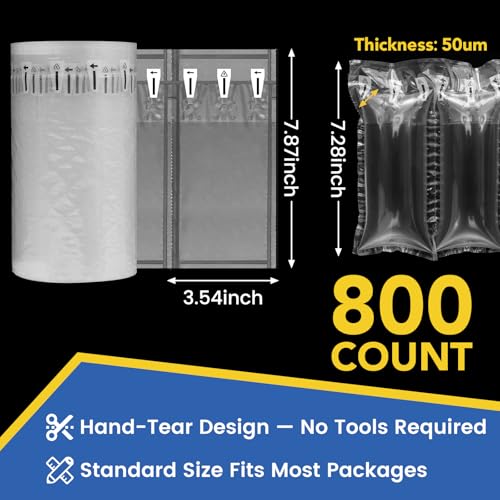 Air Pillows for Shipping With Pump, Inflatable Packing Air Bags, Shipping Supplies Packing Materials Alternative to Packing Peanuts, Moving, Storage, Gift Wrapping（800Pack, 3.54" x 7.87"