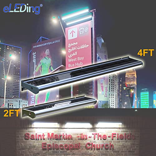 eLEDing Solar Powered 4FT 96-LED Wall Light – Outdoor Weatherproof Wireless Billboard & Sign Security Light, Dusk-to-Dawn Continuous Illumination for Patio, Back Door, Building, Bus Stop - size: 20W