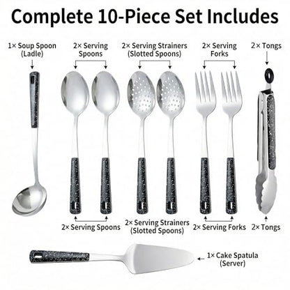 Stainless Steel Metal Serving Utensils Set - color: 10 pack Serving Sets