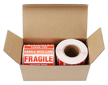 [2 Rolls, 1000 Labels] 2" x 3" Fragile Stickers Handle with Care Warning Packing/Shipping Labels - Permanent Adhesive - size: 2 Rolls