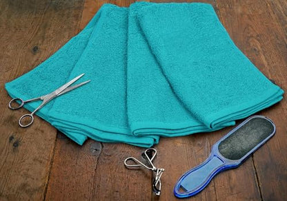 Salon Towels – Pack of 24 (16"x27") 100% Cotton Ring Spun (Not Bleach Proof) Ultra Soft, Highly Absorbent Hand Towels – Bulk for Spa, Gym & Salon (Turquoise) - color: Turquoise