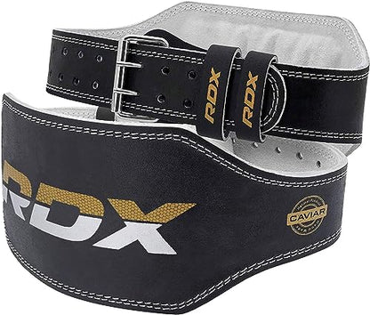RDX Weight Lifting Belt Gym Exercise Workout, 6 inch Leather Padded Lumbar Back Support Men Women, 10 Adjustable Holes, Powerlifting Bodybuilding Deadlift, Squat Fitness Strength Training Equipment - size: M Fits 23 to 28 Inches