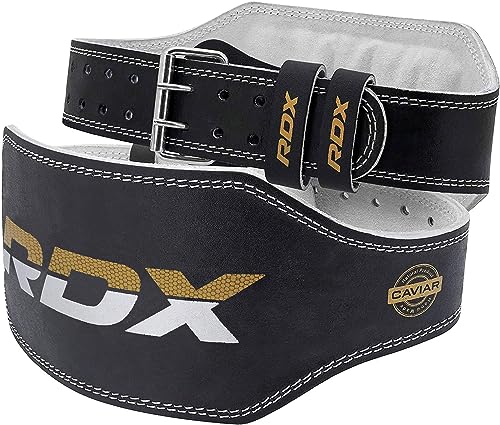 RDX Weight Lifting Belt Gym Exercise Workout, 6 inch Leather Padded Lumbar Back Support Men Women, 10 Adjustable Holes, Powerlifting Bodybuilding Deadlift, Squat Fitness Strength Training Equipment - size: M Fits 23 to 28 Inches