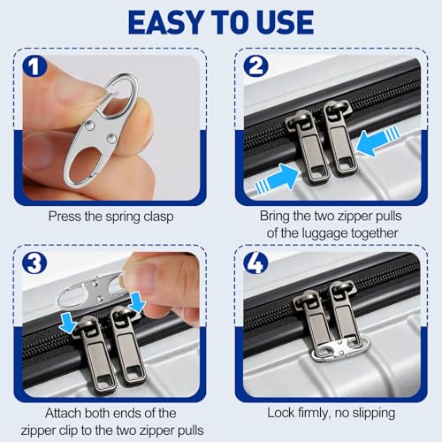 AgePlace 6 Pack Zipper Clips Anti Theft, Double Opening Zipper Lock for Backpacks & Luggage, Zinc Alloy Zipper Pull Replacement, Small Carabiner Clip for Purses, Crossbody Bags & Travel Essentials - color: Silver