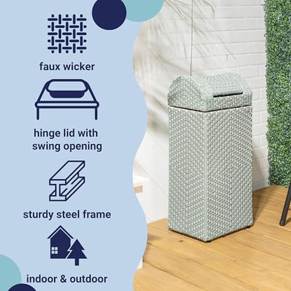 happimess Darla 13 Gal Outdoor Trash Can Swing Top, Mint Blue/White - color: Mint Blue/White, size: 13 Gallons