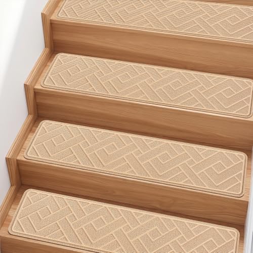 Non Slip Stair Treads for Wooden Steps, 15 Pack 8"x30", Beige - color: Beige, size: 8" x 30"
