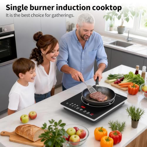 VBGK Single Burner Induction Cooktop,Hot Plate with 6 Cooking Modes, portable cooktop with LCD touch control,9 Levels &4H Timer,1800W 110V Portable induction Cooktop - size: single burner cooktop