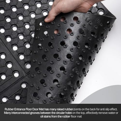 uyoyous Rubber Flooring Mat with Drainage Holes 82.67"x35.43" Resistant Anti-Fatigue Commercial Kitchen Mats with Non-Slip Backing Heavy Duty Rubber Drainage Mat for Industrial Kitchen