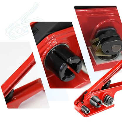 Heavy Duty Banding Strapping kit Contain 1/2" x 3200" Polyester (PET) Packaging Straps & 50 Metal Seals 20 Plastic Edge Protectors Tensioner with Cutter Sealer Tool Glove - size: PET-kit-mini