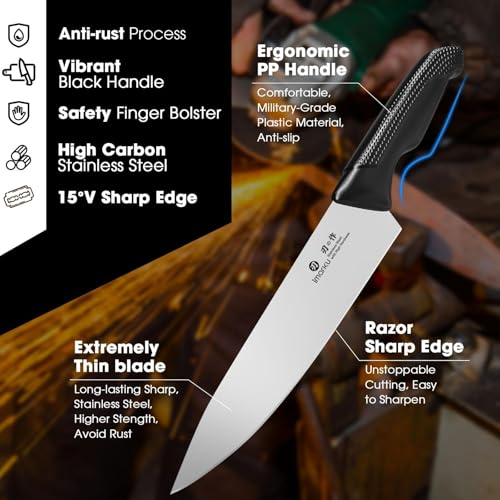 imarku 14-Piece Japanese High-Carbon Stainless Steel Knife Set, Black - color: Black, size: 14 Pcs