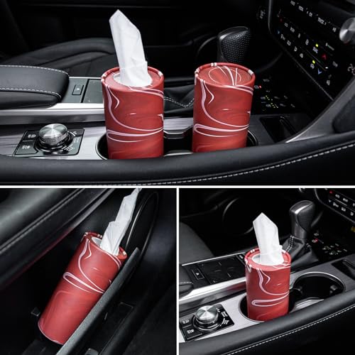 SINGARO Car Tissue Holder, 4 Pack Car Cup Holder Facial Tissues with Travel Tissue Bag, Quick and Convenient Flower Combination Car Tissue Box(4 Canisters/200 Tissues) Red - color: Red
