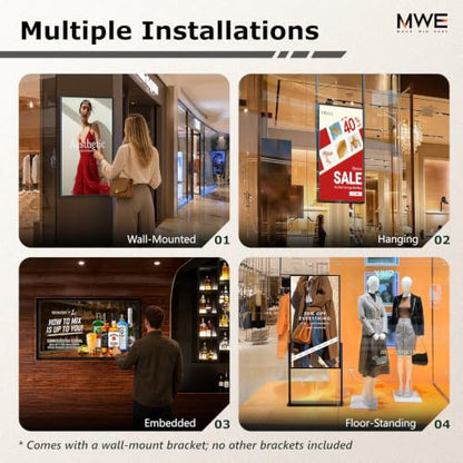 32 inch Wall Mount Digital Signage, FHD Touchscreen 32" Monitor Android 14 - size: 32 INCH