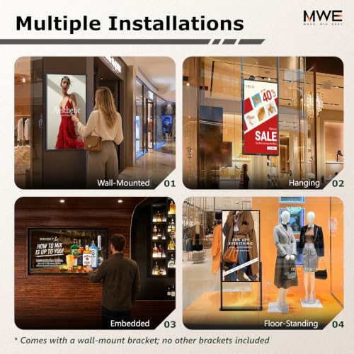 43 inch Wall Mount Digital Signage, FHD Touchscreen 43" Monitor Android 14 - size: 43 INCH