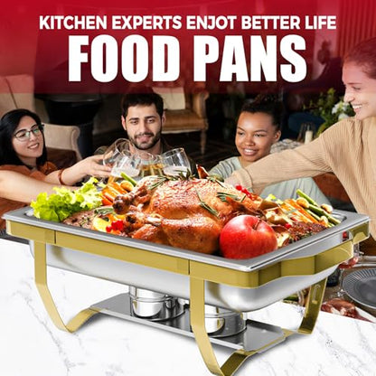 IMACONE Rectangular Chafing Dish Buffet Sets of 6, 8QT, Gold Frame - color: Gold Frame, size: 6-Pack