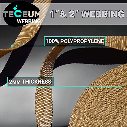 TECEUM Webbing Strap, 3/4" to 2", 10-50 Yds, Multi-Color Heavy Duty Tape - color: Caramel, size: 2"- 10 yards