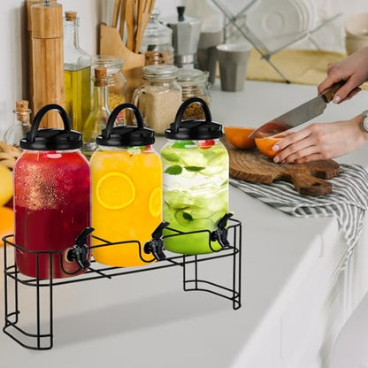 Tanlade 3 Pcs Drink Dispensers with Stand for Parties, 1 Gallon Set, Black - color: Black
