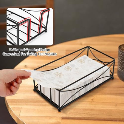 Livabber Guest Napkin Holder, Metal Bathroom Paper Hand Towel Storage Modern Napkin Tray Caddy for Countertop, Table Kitchen, Dinning Room (Black, Metal Base) - color: Black