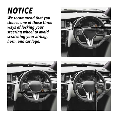 CARTMAN Adjustable Steering Wheel Lock, Anti-Theft Security Device, Black - color: Black