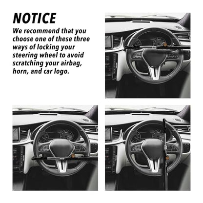 CARTMAN Adjustable Steering Wheel Lock, Anti-Theft Security Device, Black - color: Black