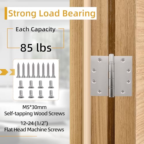 4.5 inch X 4.5 inch Heavy Duty Commercial Door Hinge - color: Silver, size: 4.5in X 4.5in