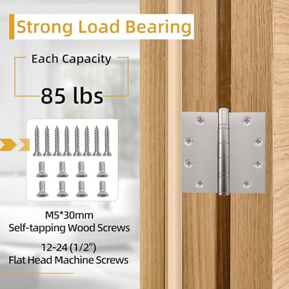 4.5 inch X 4.5 inch Heavy Duty Commercial Door Hinge - color: Silver, size: 4.5in X 4.5in