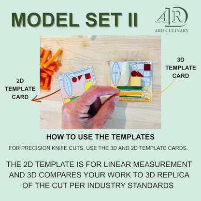 ARD Culinary Knife Cuts 3D Visual Model Set II, an educational precision knife skills with 3D templates and guides